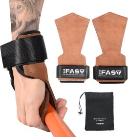 Weight Lifting Grips with Wrist Straps - Weightlifting Hooks, Non-Slip Cowhide Padded Workout Gloves for Men and Women Deadlift, Pull Up, Rows