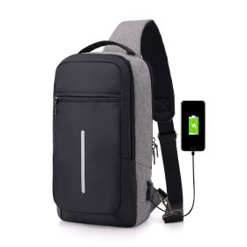 Anti-theft USB charging chest bag with you (Color: Dark grey)