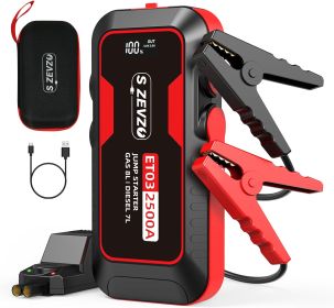 A Portable Car Jump Starter, With 4000A Battery Booster, 12V Jump Starter  Gas Engines Up To 8.0L, Diesel Up To 6.0L Equipped With Smart Clamp Cables, (Option: 2500A pow)