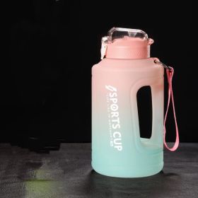 Sports Water Jug With Time Markers; Gradient Color Fitness Accessories (Color: Pink/green, size: 1500ml)