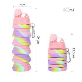 500ml Creative Silicone Folding Water Cup Outdoor Sports Ride Fitness Portable Kettle Camouflage Gift Cup Free Delivery Items (Capacity: 0.5L, Color: 2)