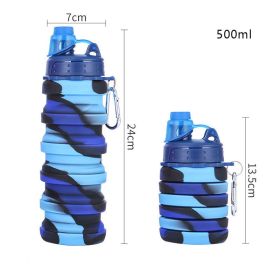 500ml Creative Silicone Folding Water Cup Outdoor Sports Ride Fitness Portable Kettle Camouflage Gift Cup Free Delivery Items (Capacity: 0.5L, Color: 3)