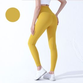 High Waist Naked feeling Leggings Push Up Sport Women Fitness Running Yoga Pants Energy Seamless Leggings Gym Girl leggings (Color: Style17Yellow, size: M)