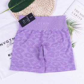 WILD High Waisted Shorts Seamless Outfits Women Workout Short Leggings Zebra Leopard Joga Fitness Clothing Tights Gym Wear Nylon (Color: Lilac Leopard, size: S Waist 26-27)