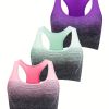 1pc/2pcs/3pcsMedium Support Two Tone Racer Back Sports Bra, Fitness Workout Running Yoga Bra