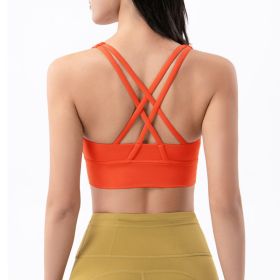 Nylon Top Women Bra Sexy Top Woman Breathable Underwear Women Fitness Yoga Sports Bra For Women Gym 22 Colors (Color: orange, size: M)