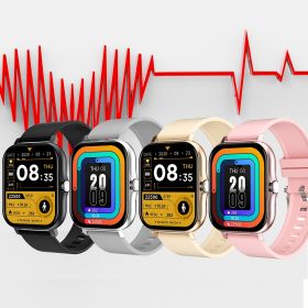 Fitness Tracker Heart Rate Blood Pressure Waterproof Smart Watch (Color: Silvery)