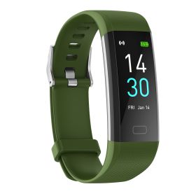 S5 Fitness Tracker Smart Watch Sports Watch Bracelet blood pressure fitness heart rate meter step temperature waterproof sports bracelet (Colour: Army green)