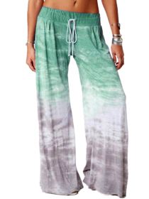 Women's Loose Gradient Printed Yoga Wide Leg Sports Pants (Color: Green, size: XXXL)