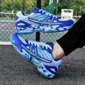 New Professional Badminton Shoes Men Women Size Plus 36-45 Tennis Shoes Ladies Luxury Baminton Sneakers Kids Tennis Sneakers (Color: Blue, size: 31)