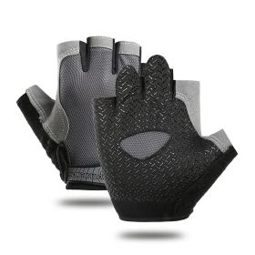 Breathable Fitness Gloves Gym Weightlifting Thin Non-slip Half Finger Cycling Gloves Equipment Yoga Bodybuilding Training Sports Grey Color (size: L)