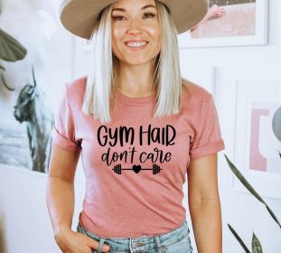 Gym Hair Don't Care T-shirt, Gym Shirt, Sports Gift, Workout Tee, Women's Fitness Top, Aesthetic Gym Wear Tee, Mama's Shirt, Gift For Women (size: 2XL)