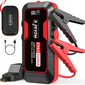 A Portable Car Jump Starter, With 4000A Battery Booster, 12V Jump Starter  Gas Engines Up To 8.0L, Diesel Up To 6.0L Equipped With Smart Clamp Cables, (Option: 2000A pow)